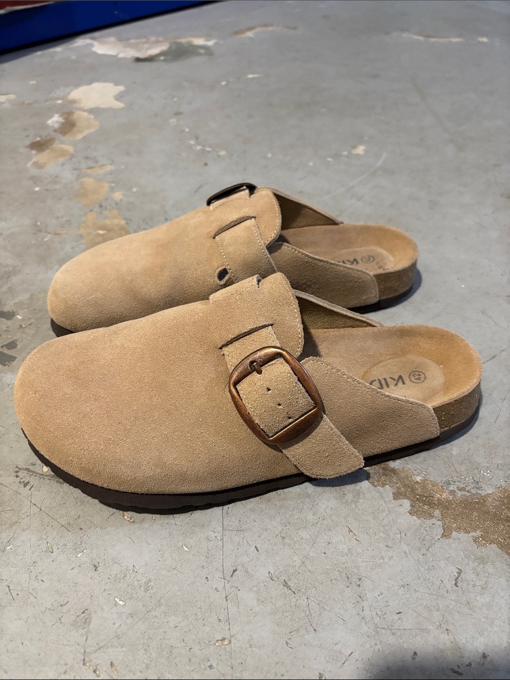 🔥BUNDLESALE Size 42 Men 9 Women 11 Suede Buckle Clog Sandals in Tan